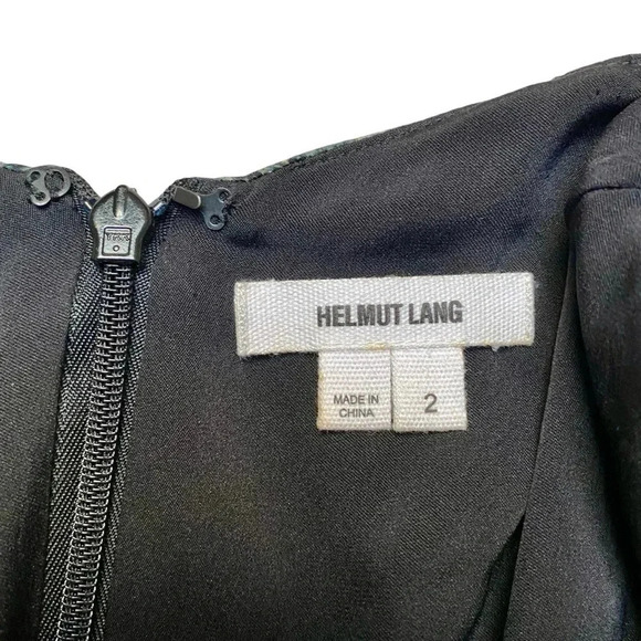 Helmut Lang Silk Granite Paint Splash Criss Cross Dress Size 2 Black Gray - Picture 13 of 15